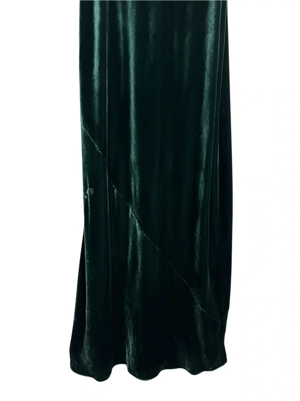 BANANA REPUBLIC Rita Velvet Maxi Dress XL Green Silk Blend Cowl Neck Bias Cut - Picture 4 of 15